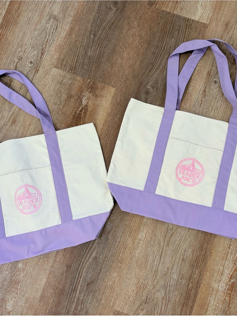 Trader Joe’s Large Lavender-Trim Canvas Tote Bag (set of 2)